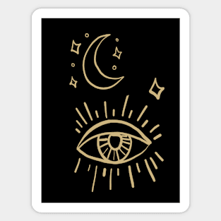 Moon and all seeing eye Sticker